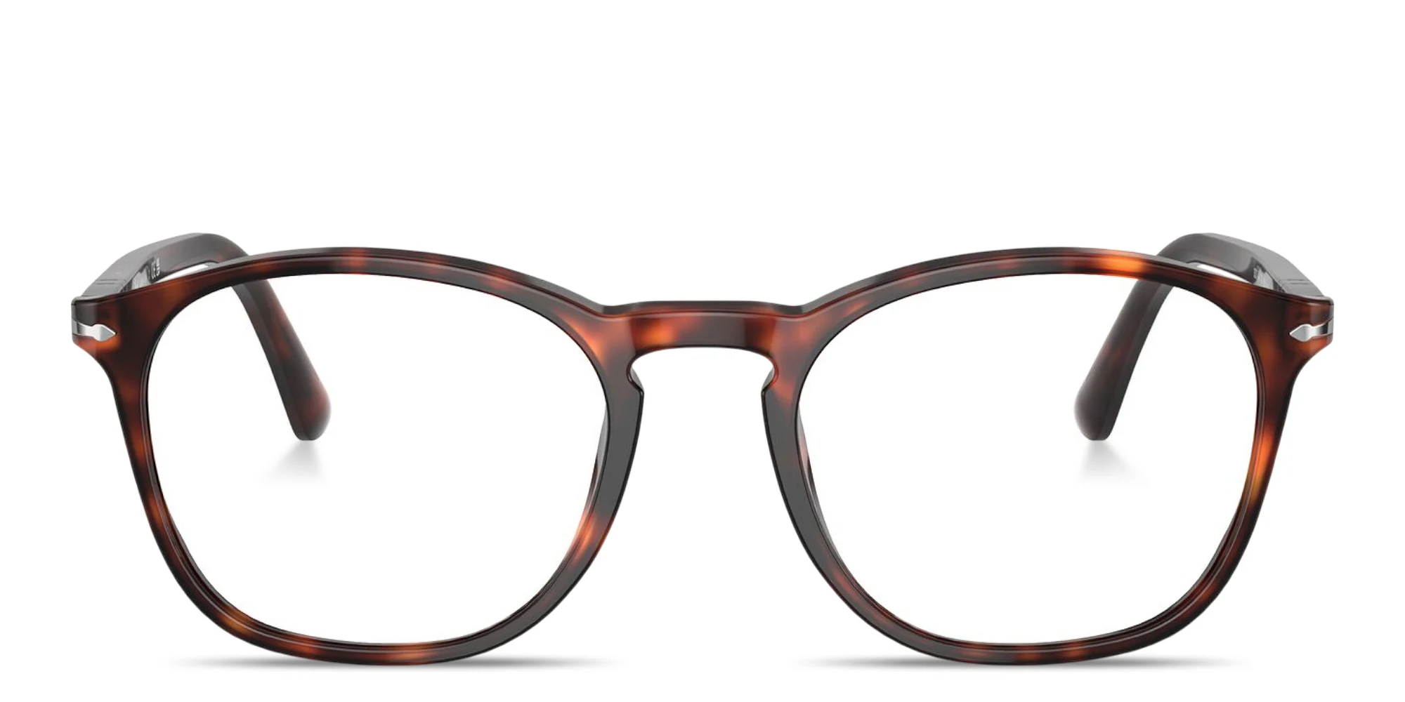 Shop PERSOL Arrow Emblem Square Eyeglasses in Havana online.