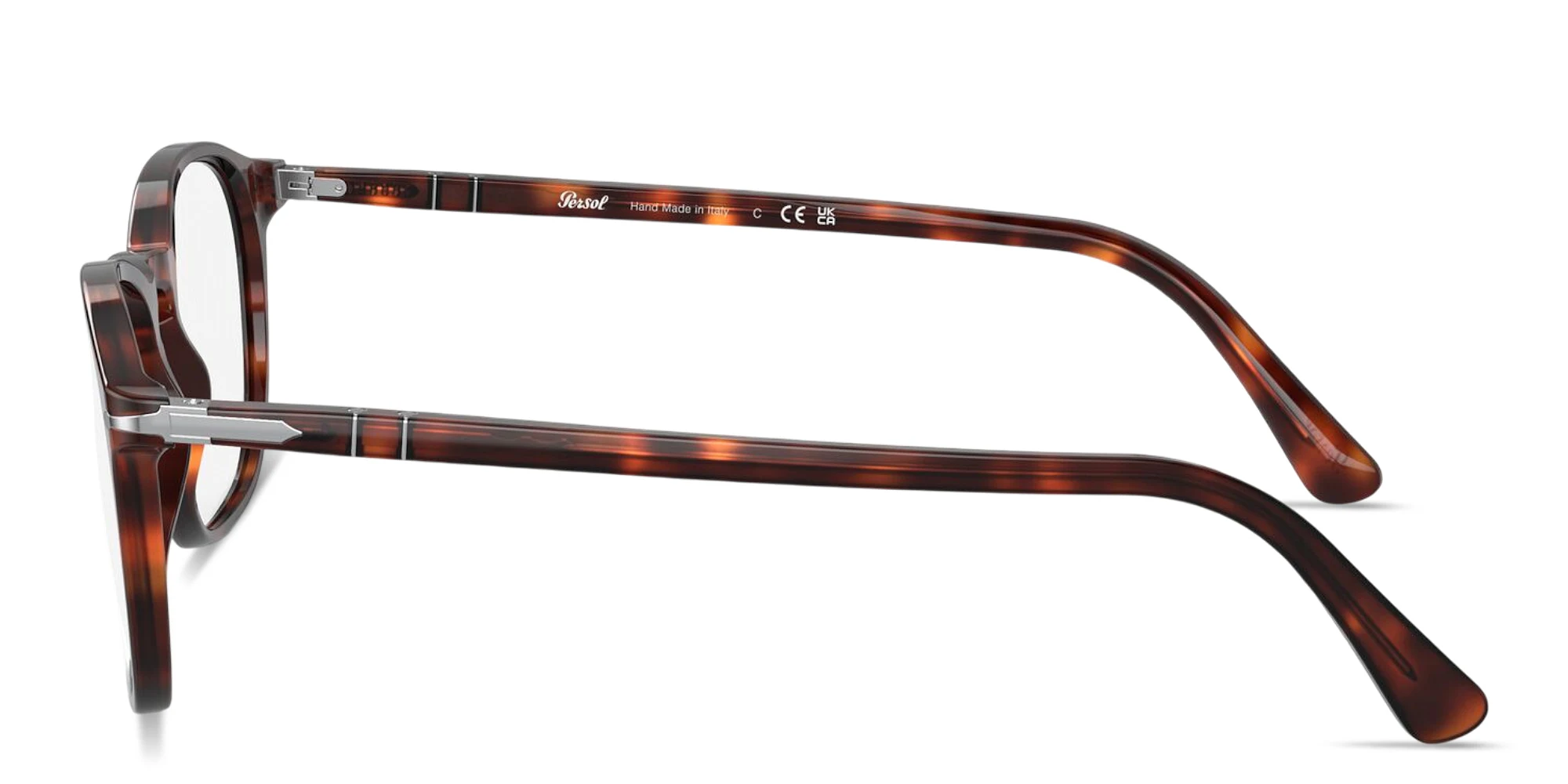 Shop PERSOL Arrow Emblem Square Eyeglasses in Havana online.