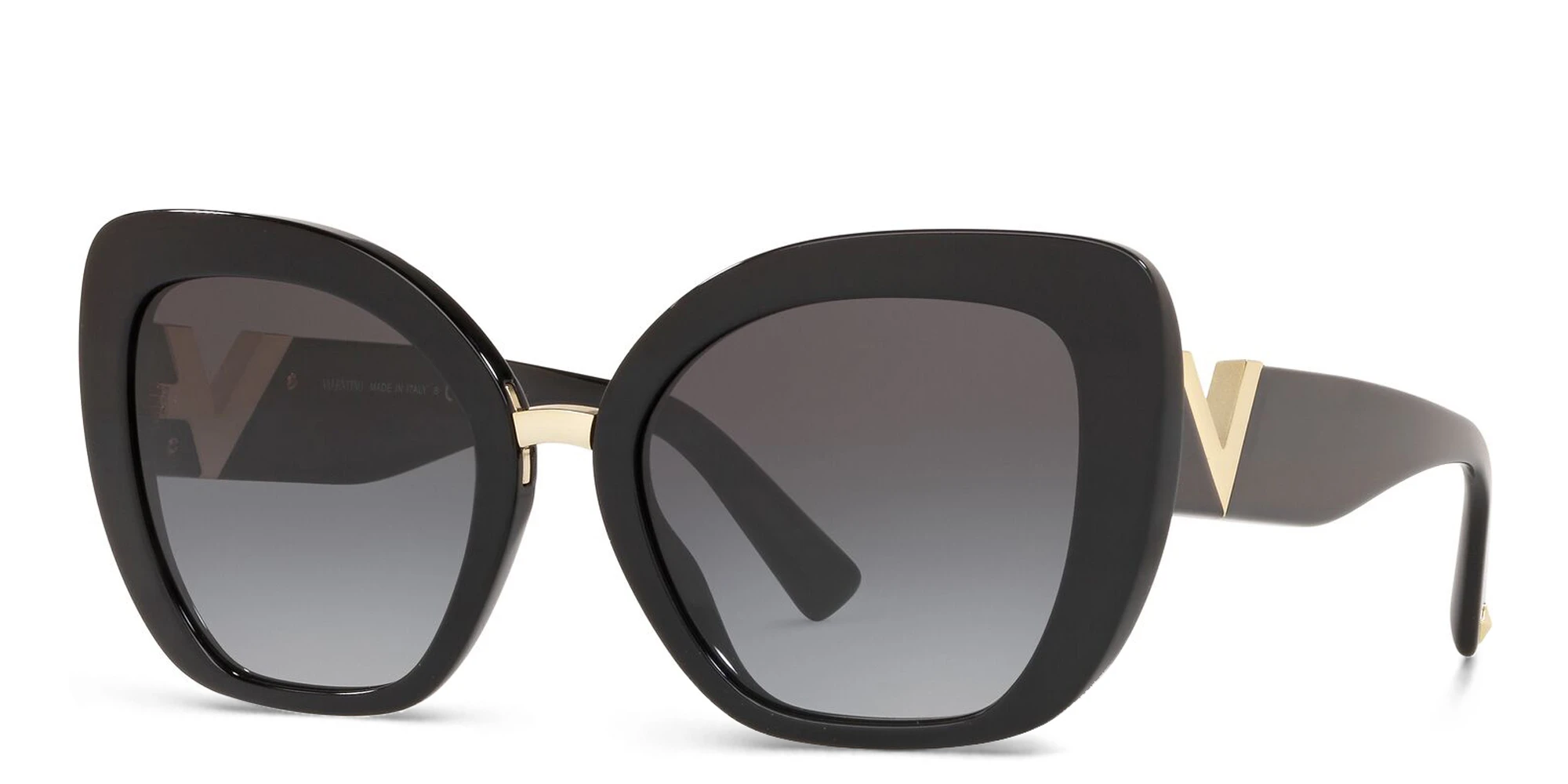 Shop VALENTINO Cat Eye Sunglasses in Black online.