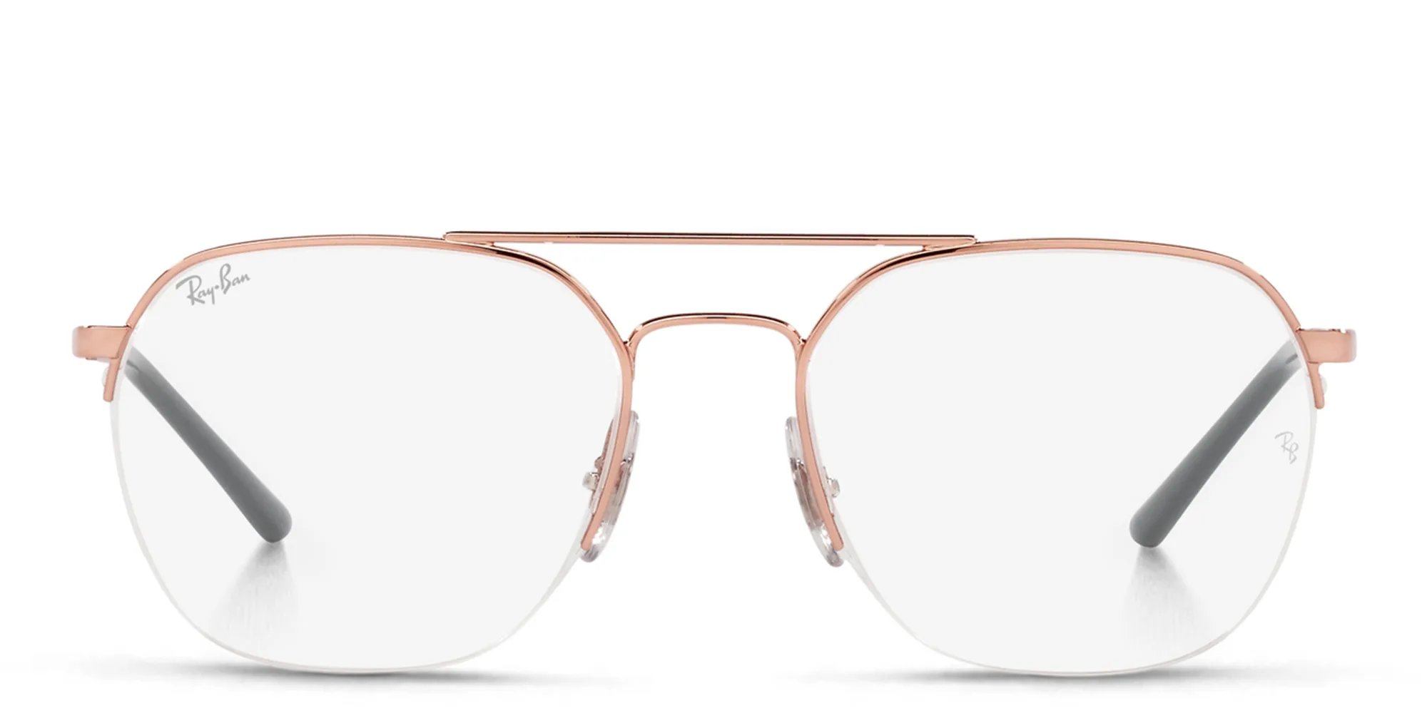 Shop Ray-Ban Unisex Half-Rim Square Eyeglasses in Rose Gold online.