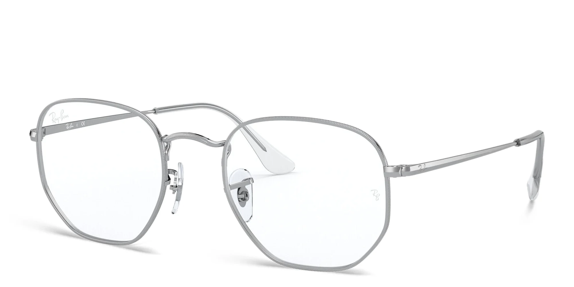 Shop Ray-Ban Unisex Hexagonal Irregular Eyeglasses in Silver online.
