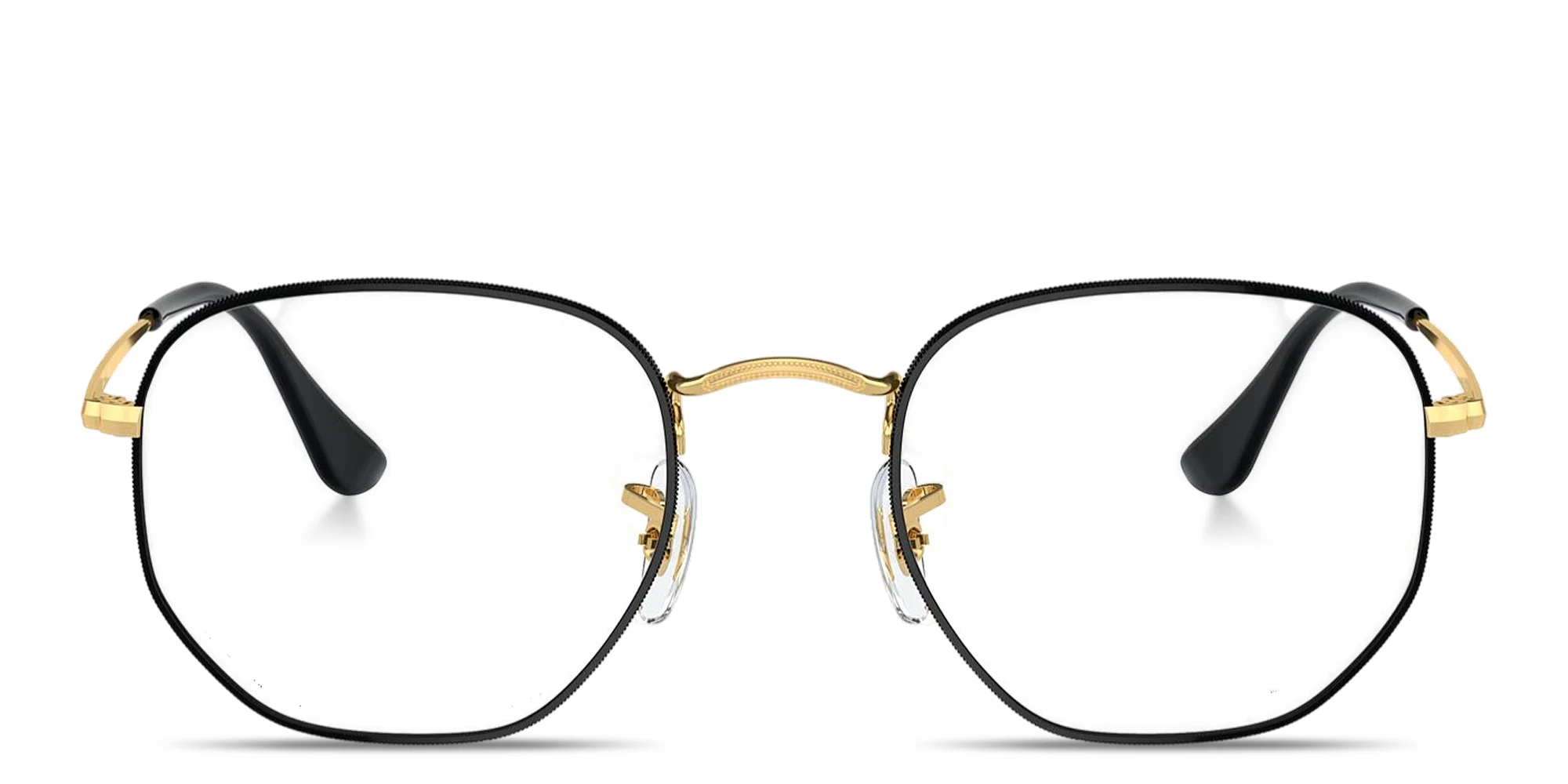 Shop Ray-Ban Hexagonal Optics Unisex Eyeglasses in Black Gold online.