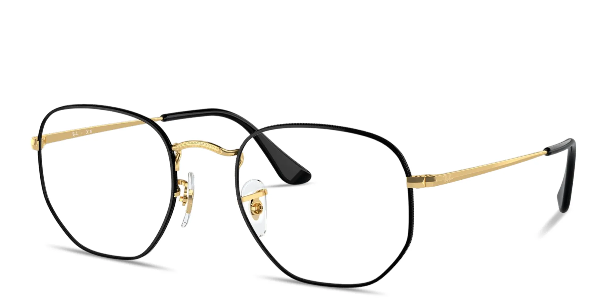 Shop Ray-Ban Hexagonal Optics Unisex Eyeglasses in Black Gold online.