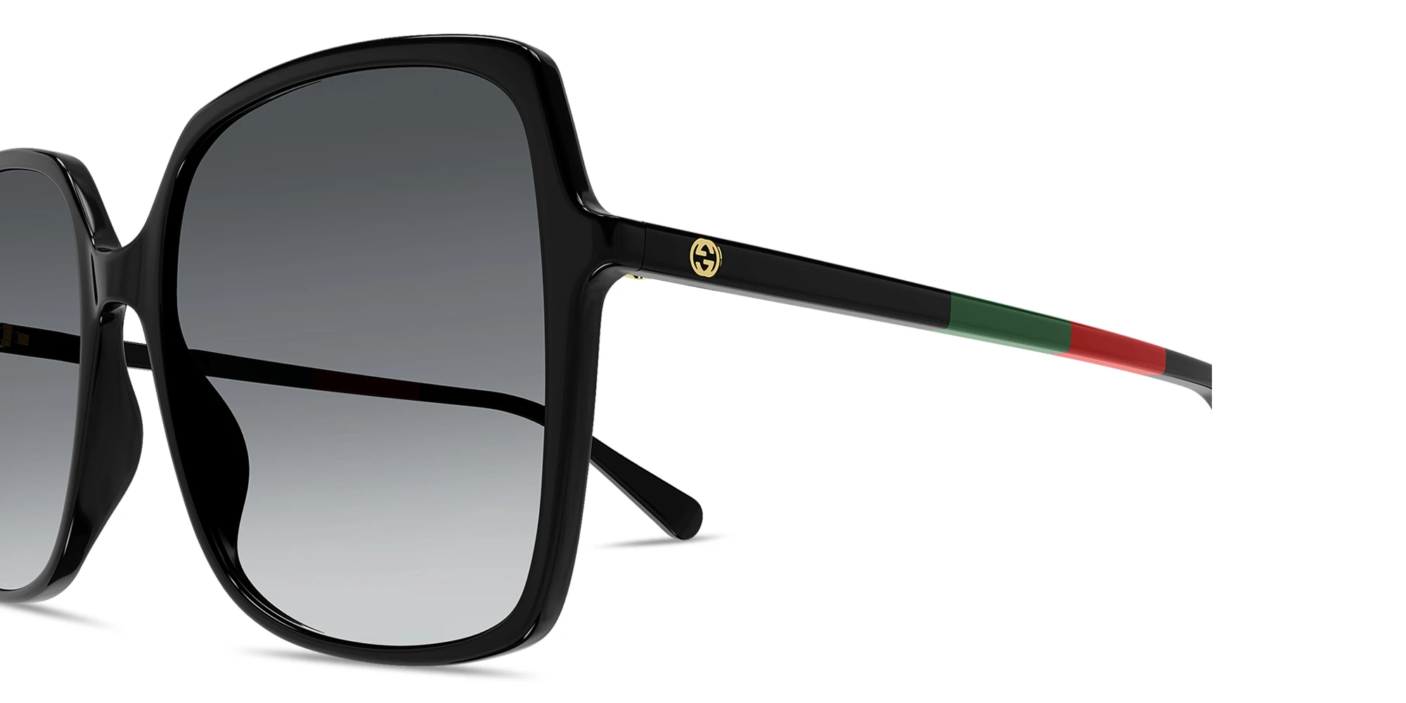 Shop GUCCI Web Oversized Rectangle Sunglasses in Black online.