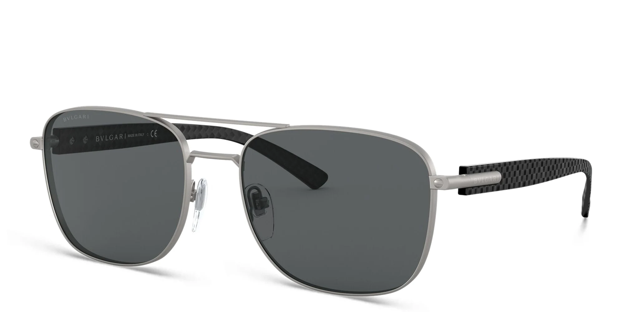 تسوق نظارة شمسية مستطيلة بولغري بلون Matte Gunmetal أونلاين.