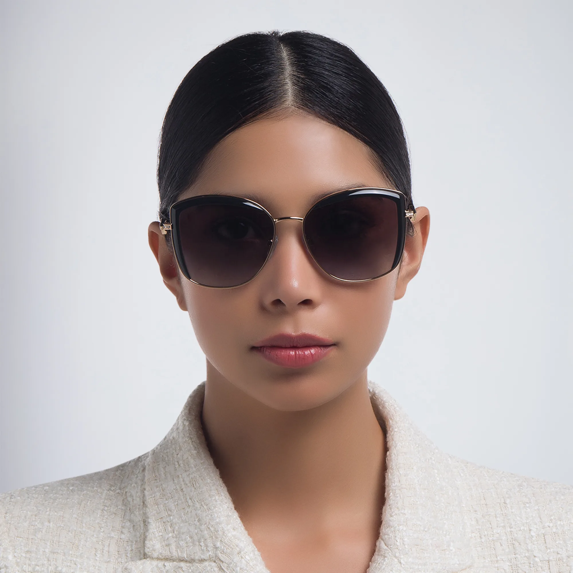 Shop BVLGARI Square Sunglasses in Pink Gold/Black online.