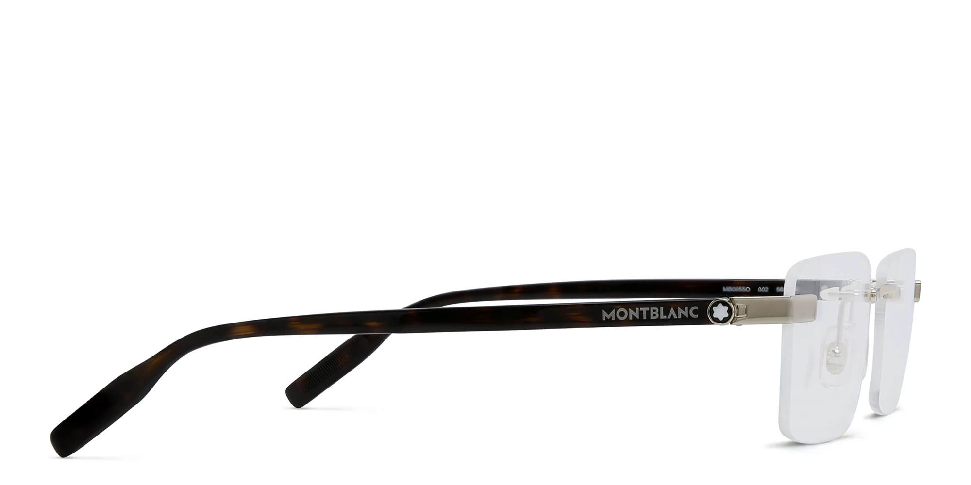 Shop MONTBLANC Rimless Wide Rectangle Eyeglasses in Gold online.