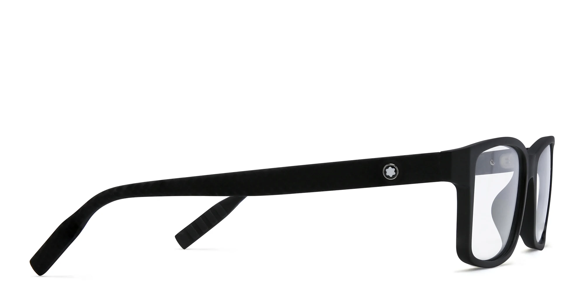 Shop MONTBLANC Wide Rectangle Eyeglasses in Black online.