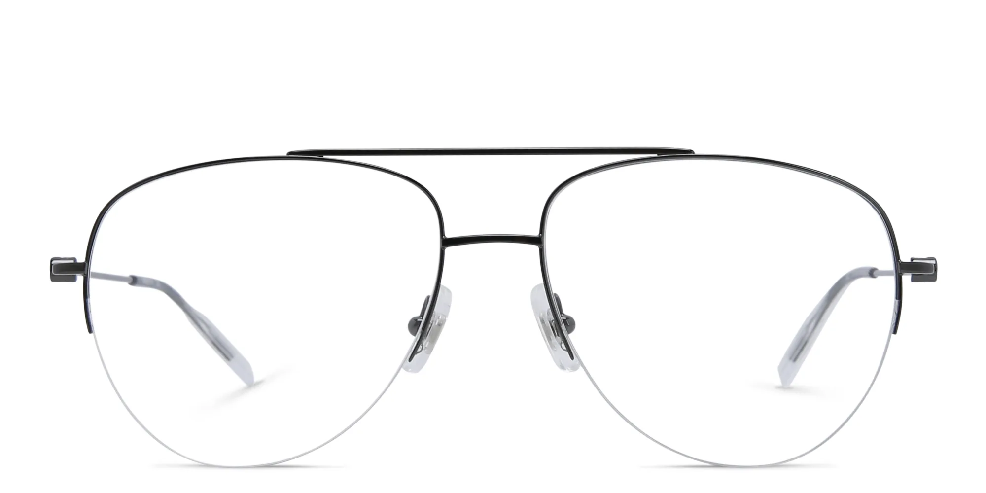 Shop MONTBLANC Half Rim Wide Aviator Eyeglasses in Grey online.