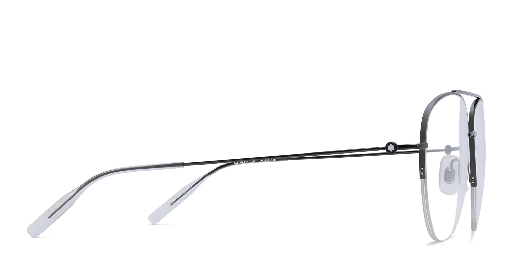 Shop MONTBLANC Half Rim Wide Aviator Eyeglasses in Grey online.