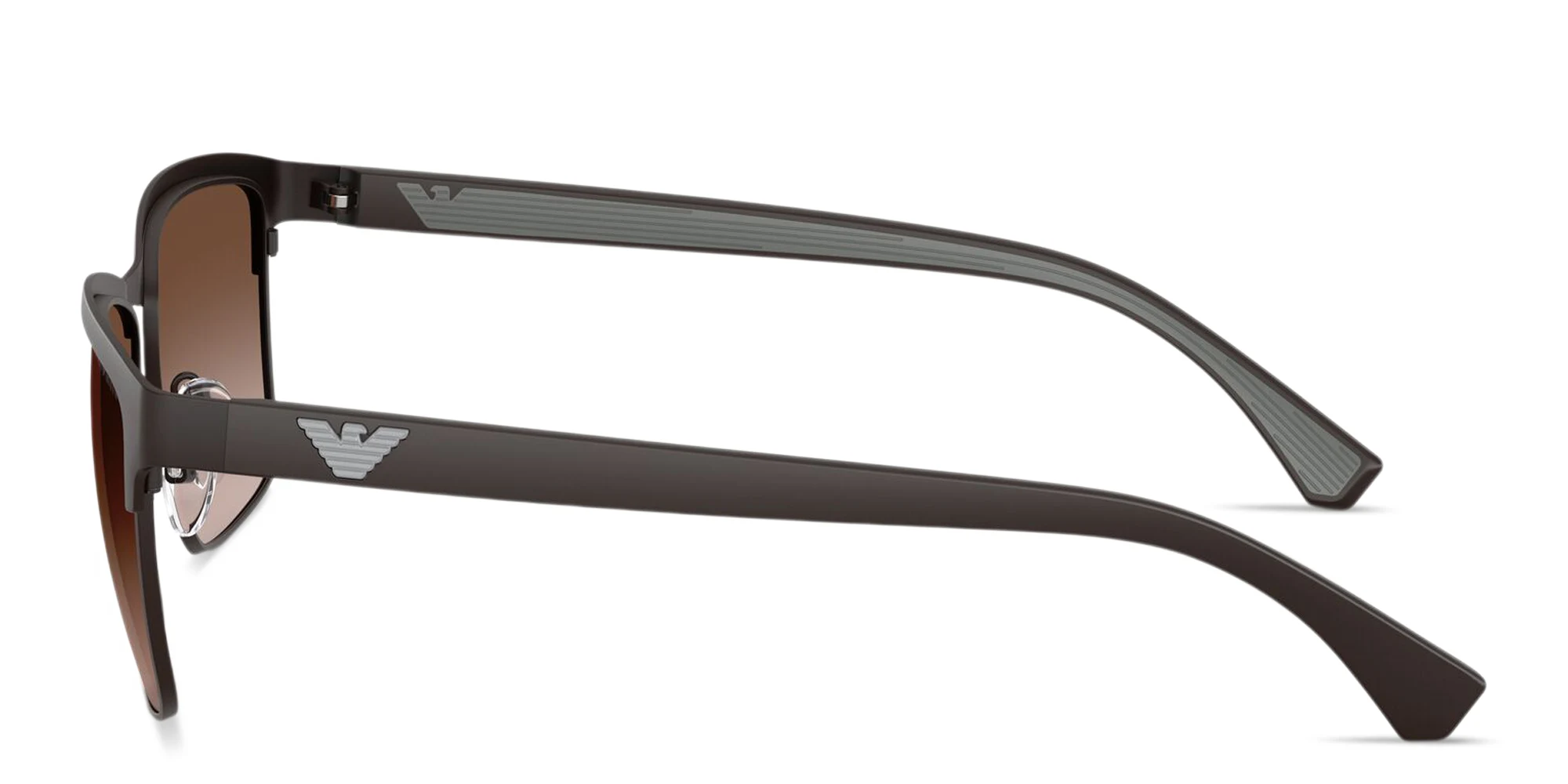Shop Emporio Armani Eagle Logo Pillow Sunglasses in Matte Brown online.