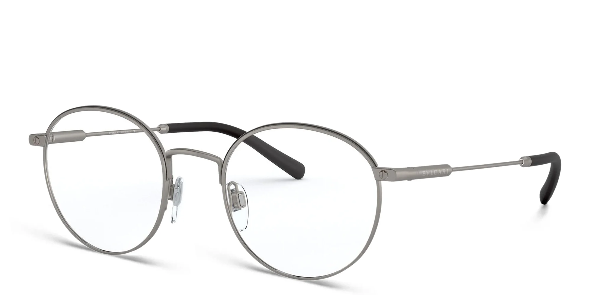 Shop BVLGARI Round Eyeglasses in Silver online.