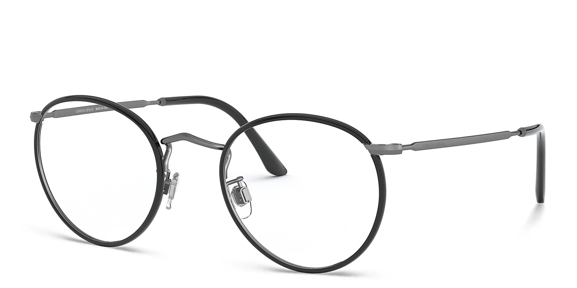Shop GIORGIO ARMANI Round Eyeglasses in Black online.