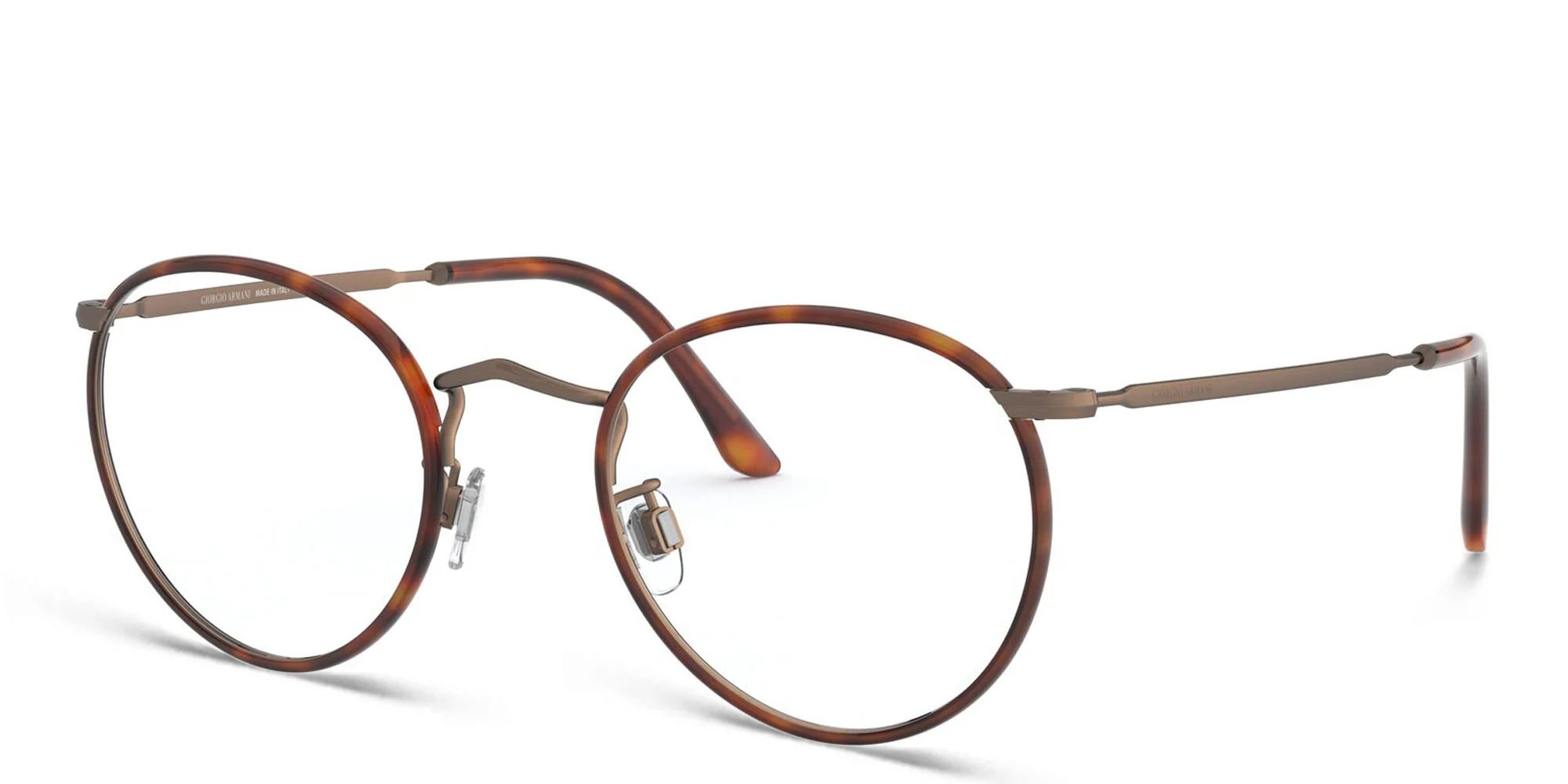 Shop GIORGIO ARMANI Round Eyeglasses in Havana Brushed Bronze online.