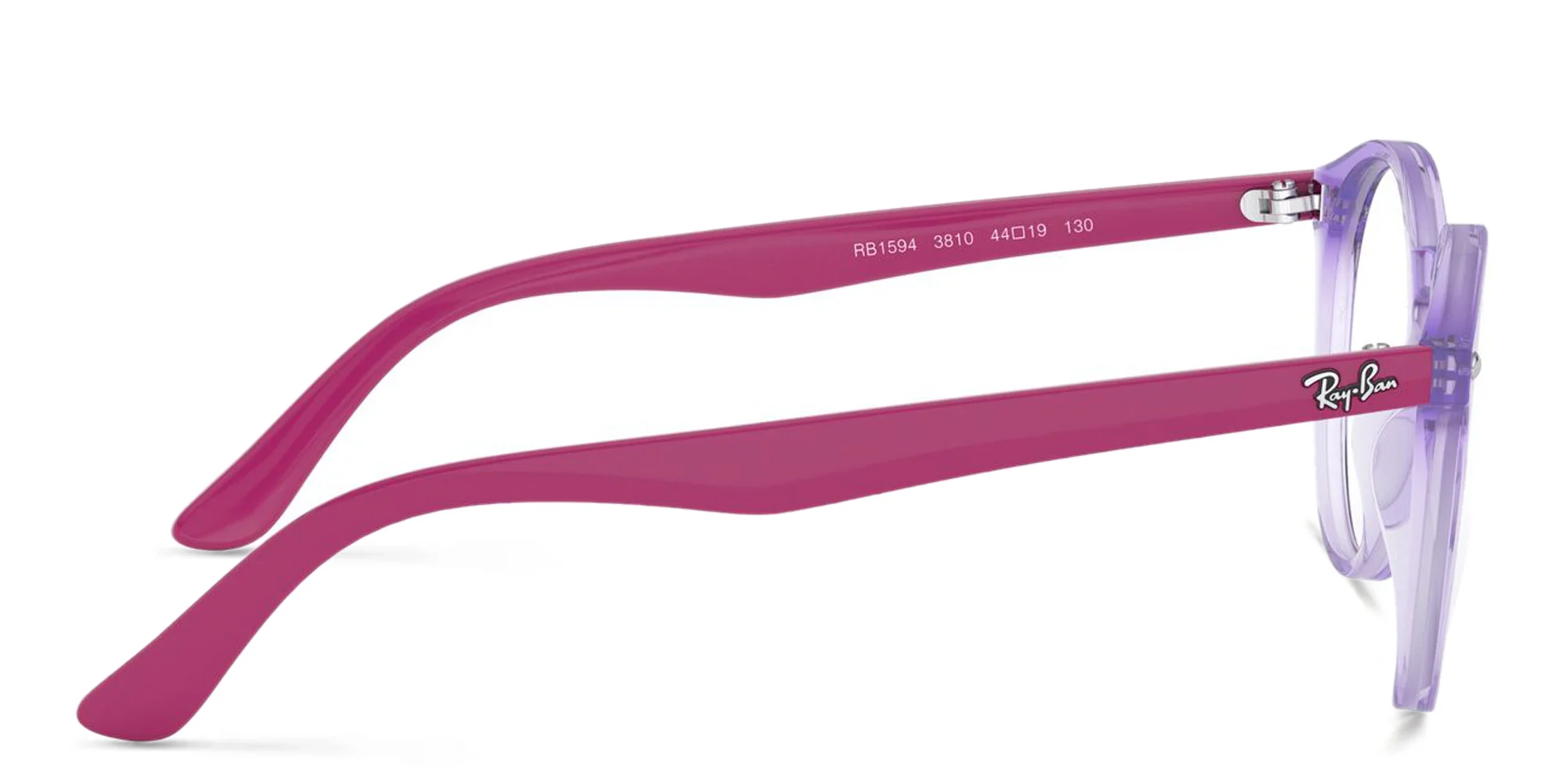 Shop Ray-Ban Junior Kids Round Eyeglasses in Transparent Violet online.