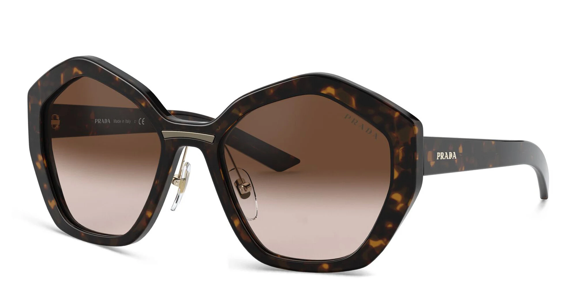 Shop PRADA Irregular Sunglasses in Havana online.