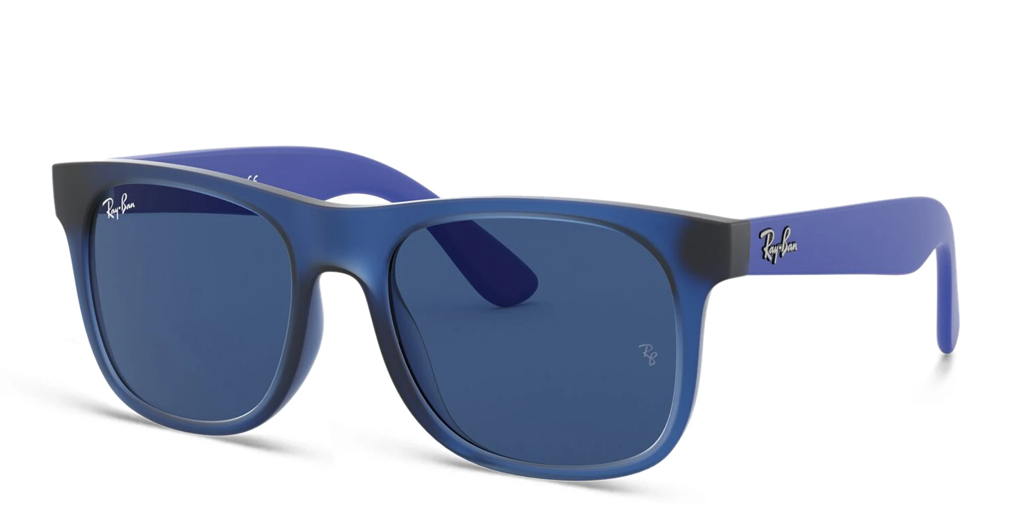 Shop Ray-Ban Junior Kids Wayfarer Square Sunglasses in Transparent Blue online.