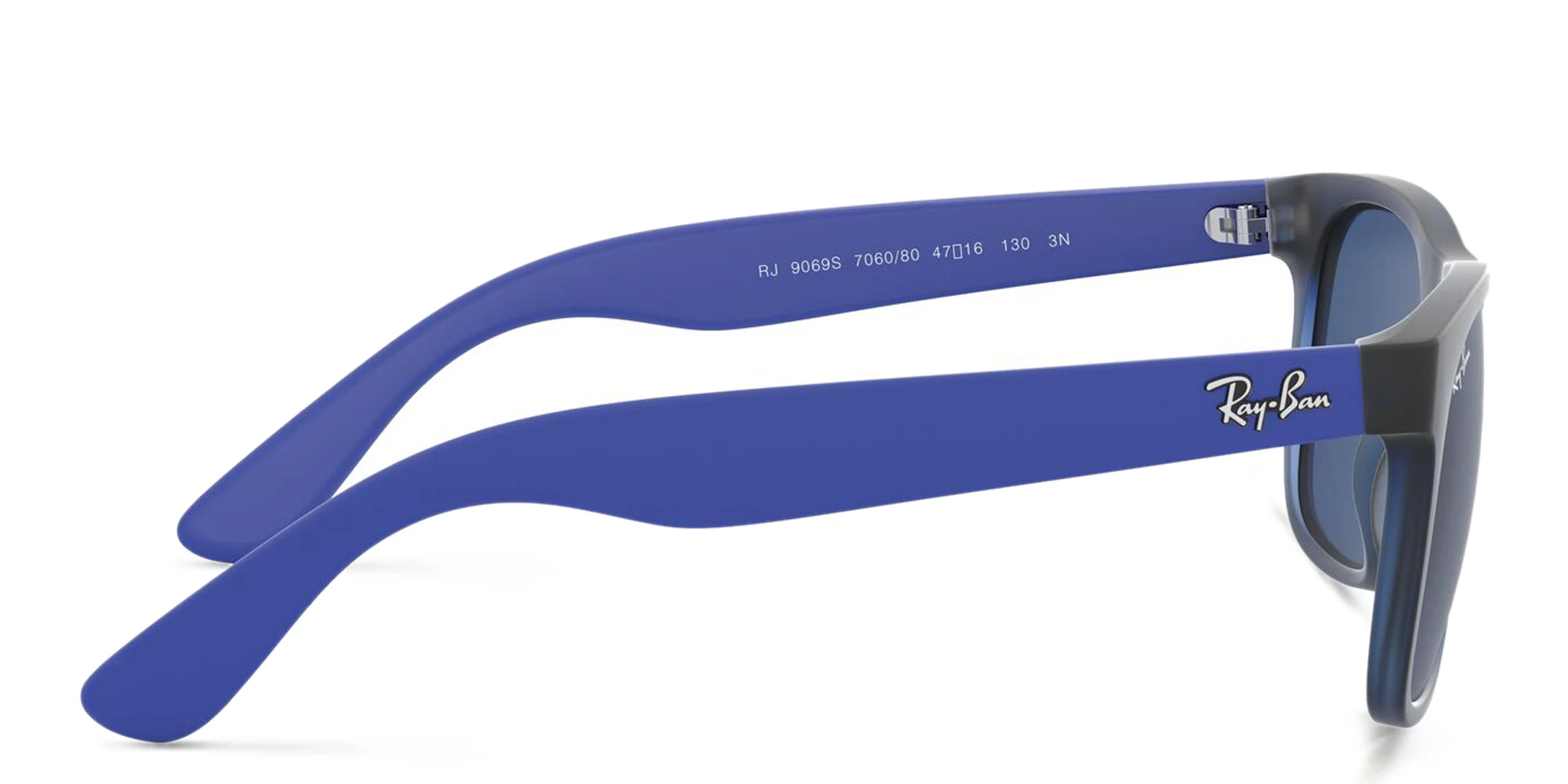Shop Ray-Ban Junior Kids Wayfarer Square Sunglasses in Transparent Blue online.