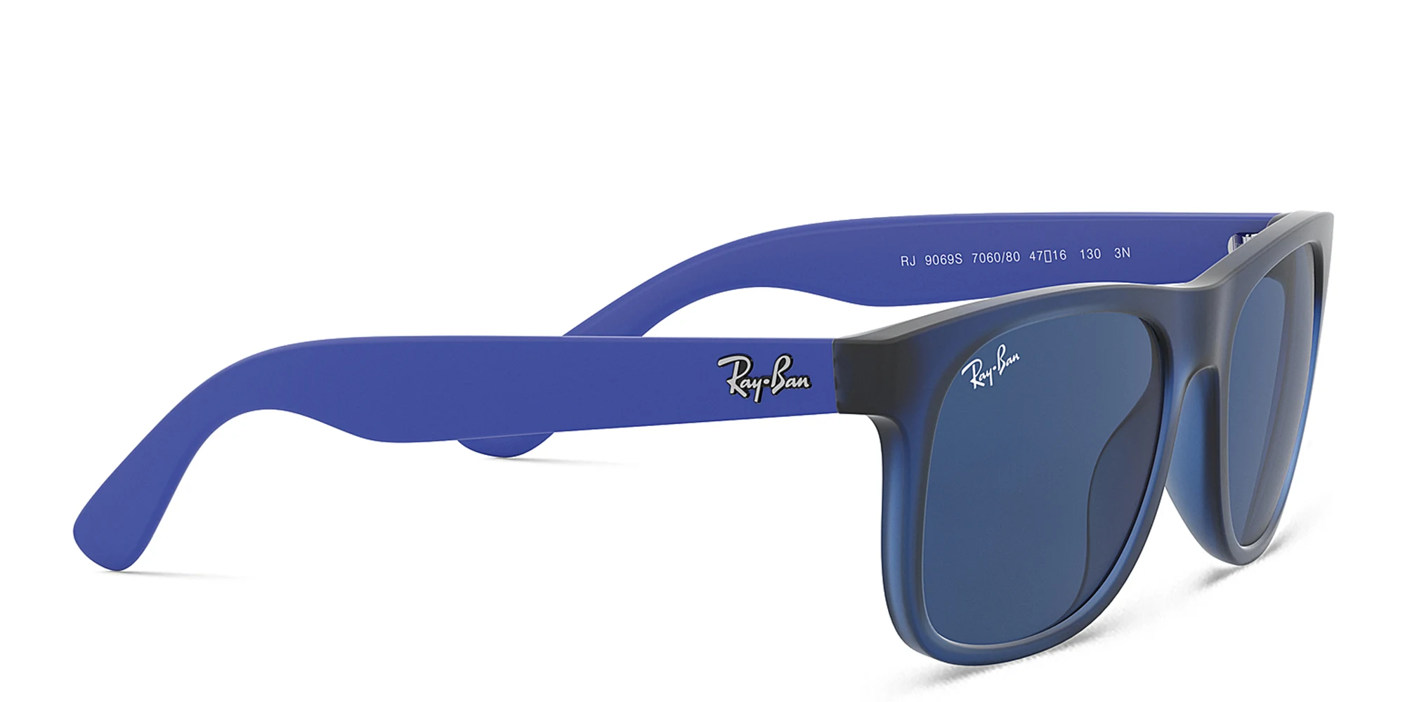 Shop Ray-Ban Junior Kids Wayfarer Square Sunglasses in Transparent Blue online.