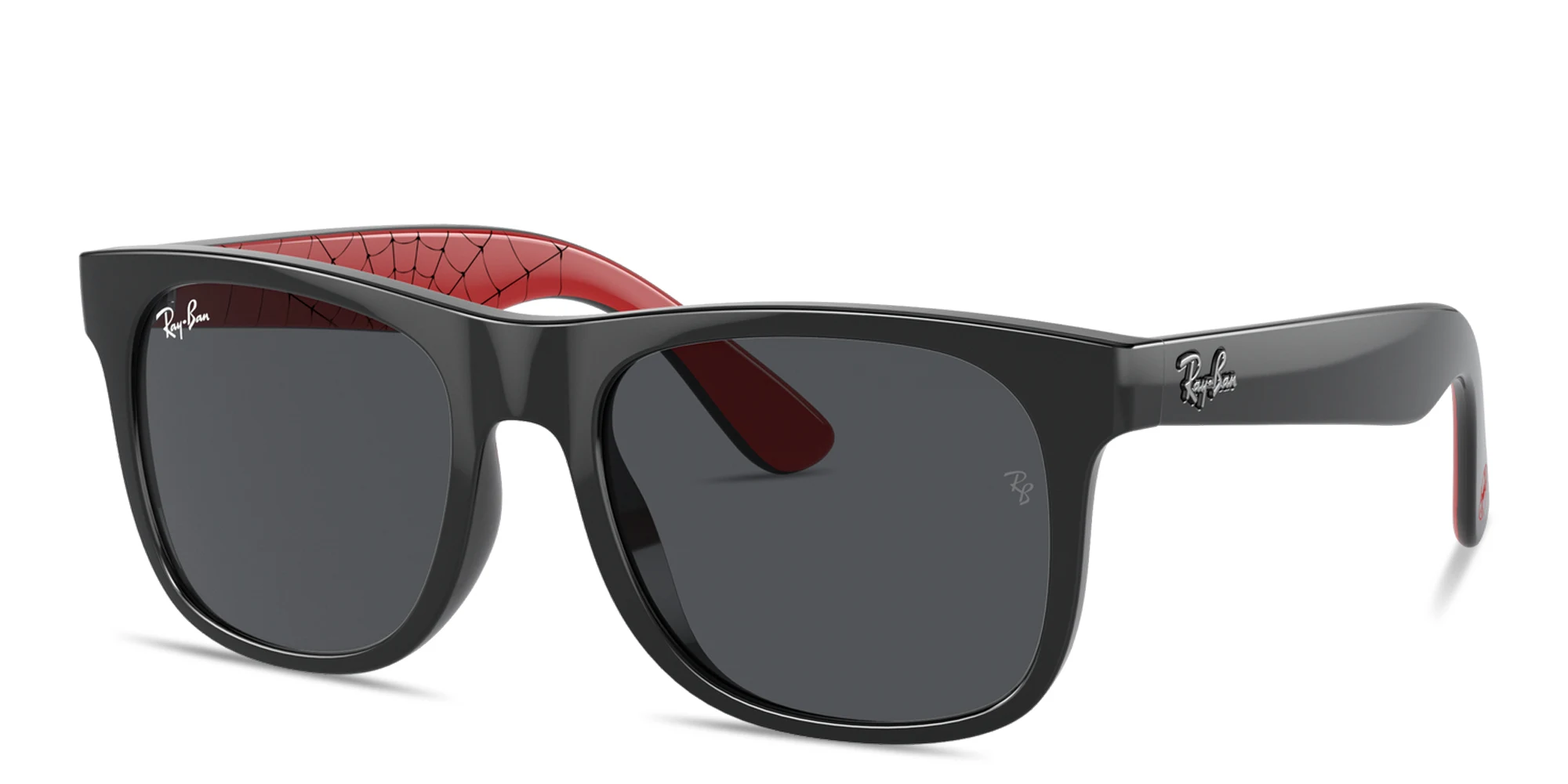 Shop Ray-Ban Junior Marvel Justin Kids Square Sunglasses in Black online.