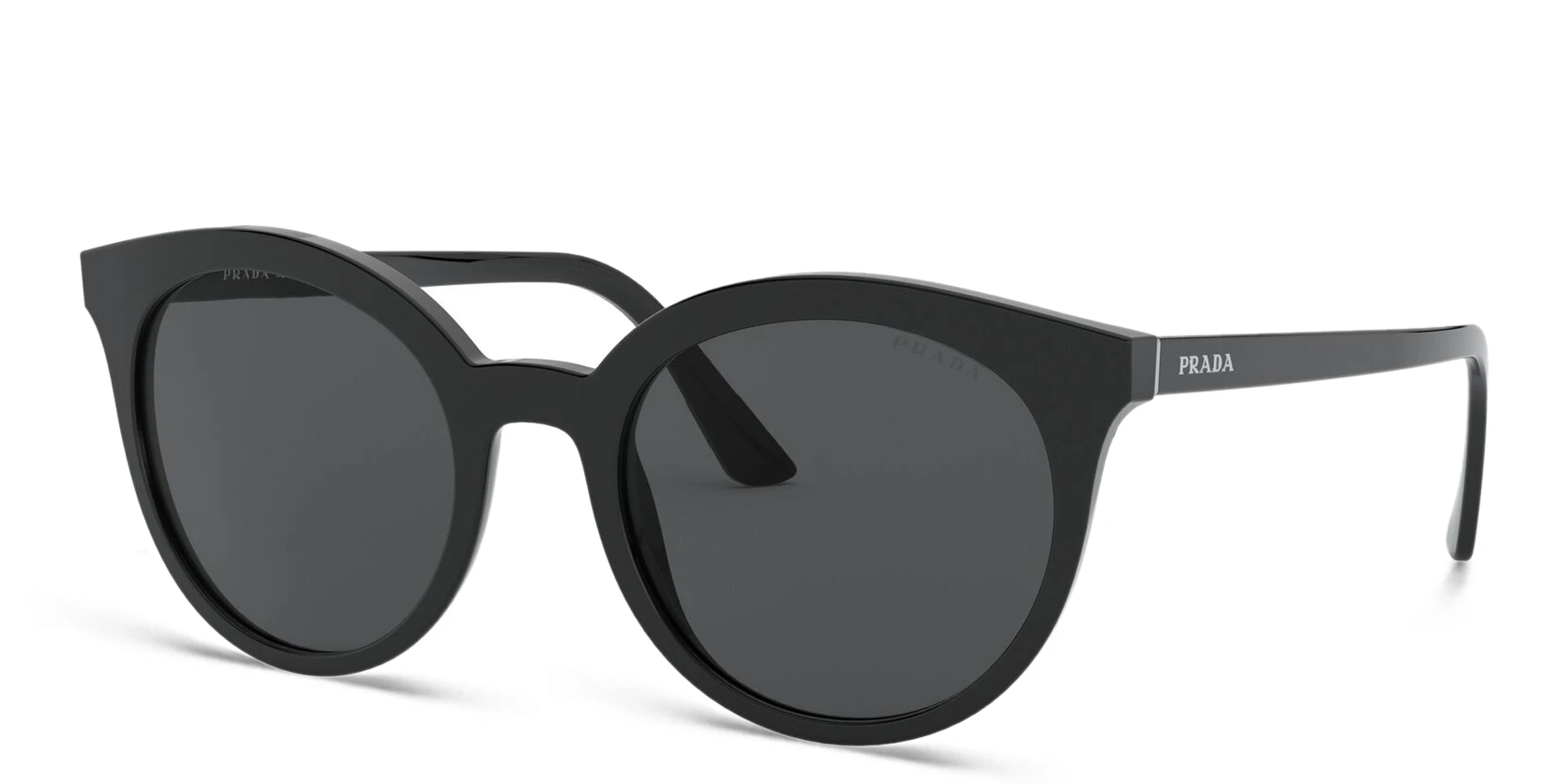 Shop PRADA Round Sunglasses in Black online.