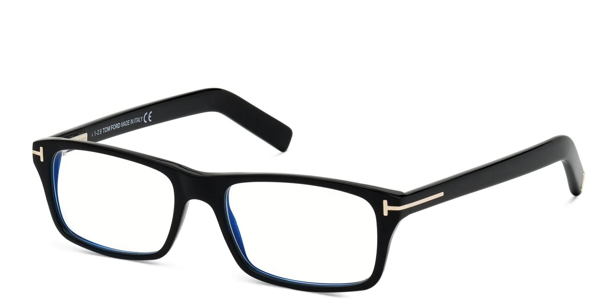 Shop TOM FORD Wide Rectangle Eyeglasses in Shiny Black online.