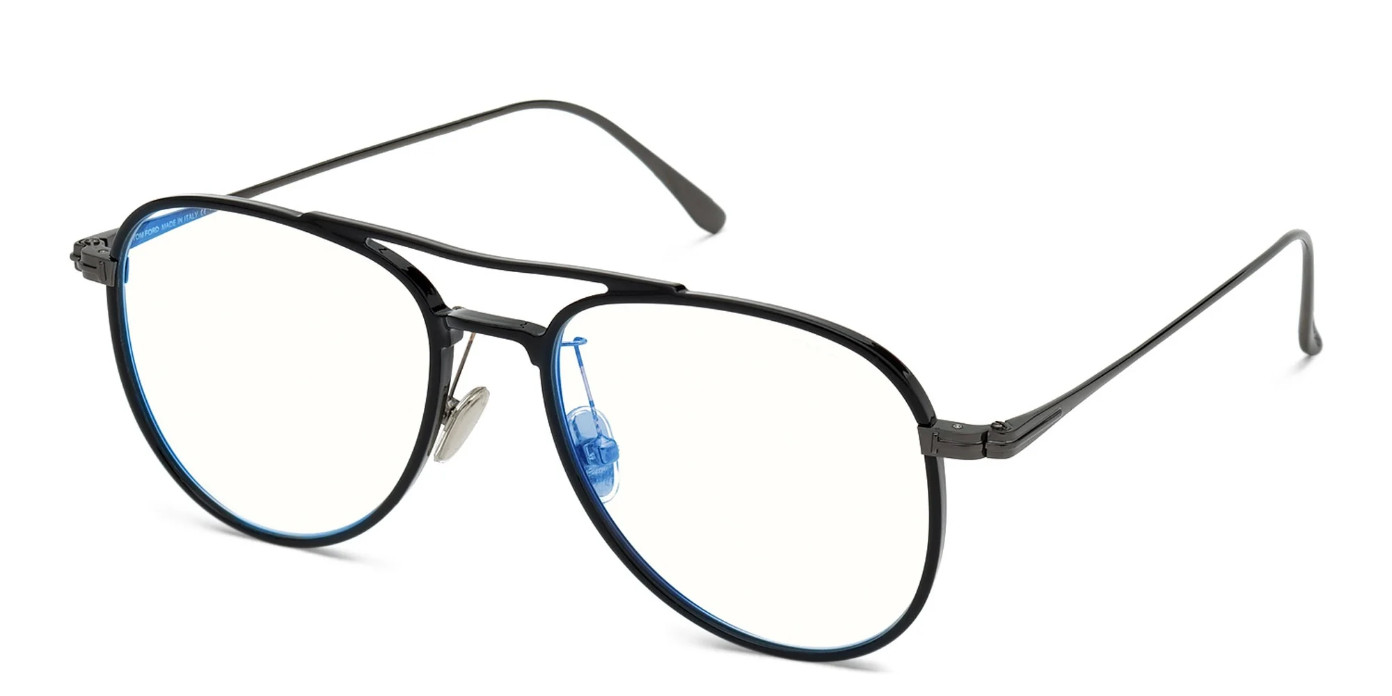 Shop TOM FORD Aviator Eyeglasses in Shiny Black online.