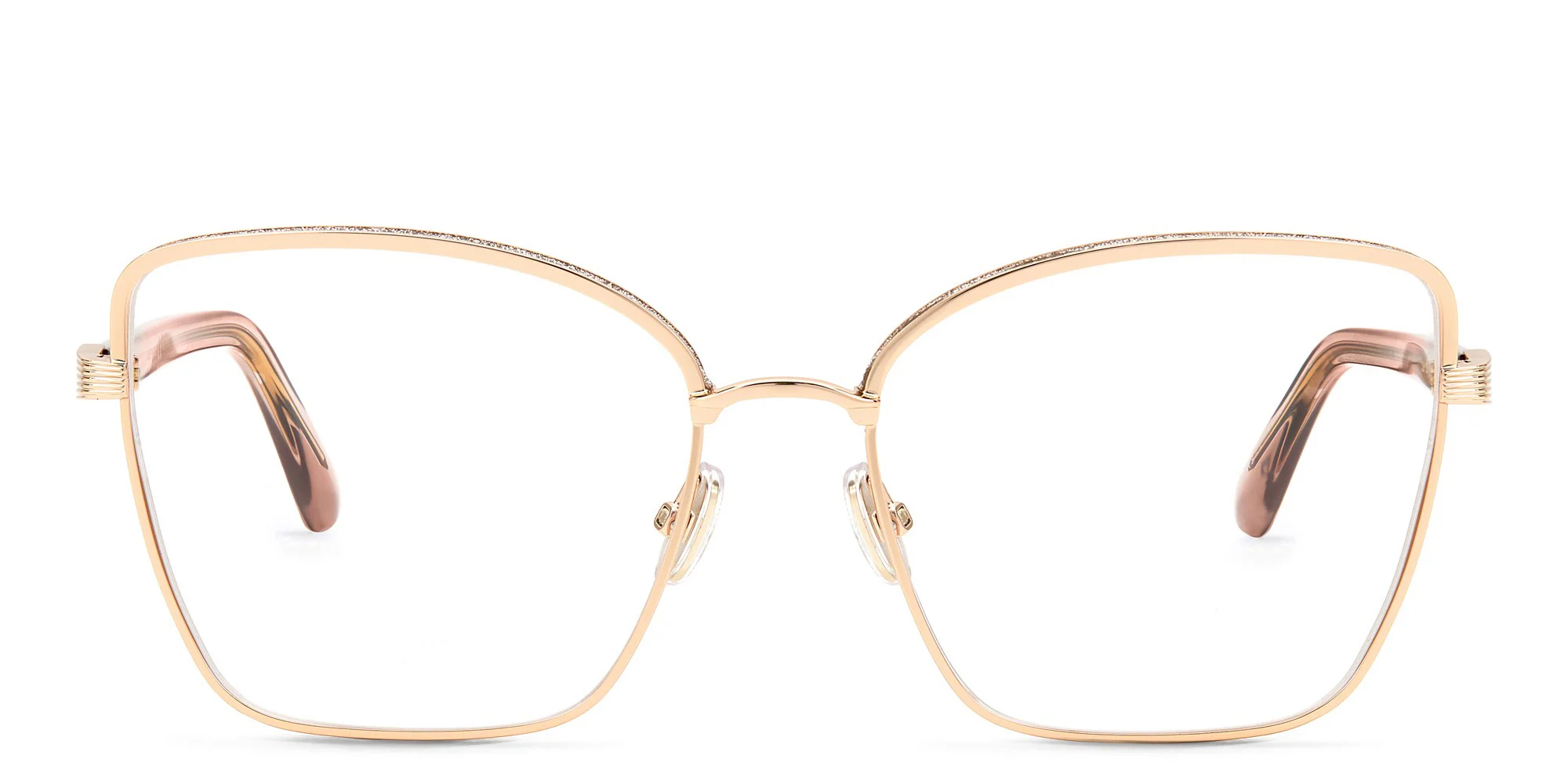Shop JIMMY CHOO Wide Cat Eye Eyeglasses in Gold Copper online.