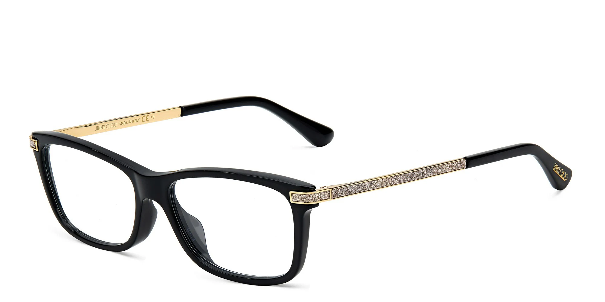 Shop JIMMY CHOO Rectangle Eyeglasses in Black online.