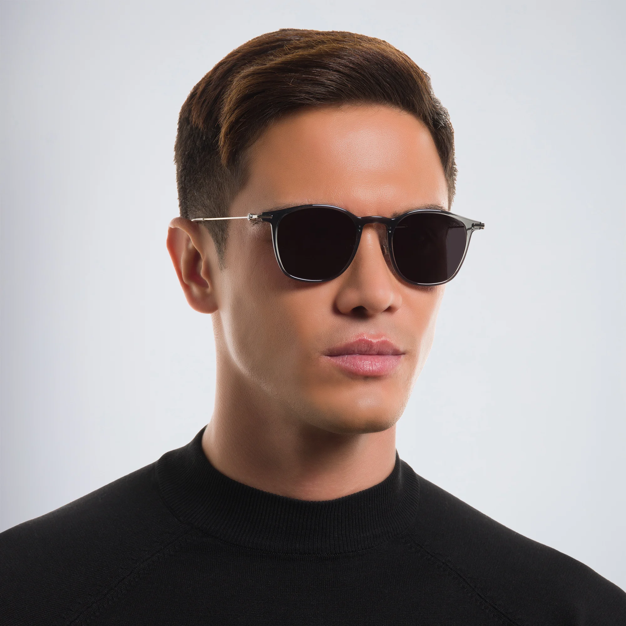 Shop MONTBLANC Panthos Sunglasses in Silver online.