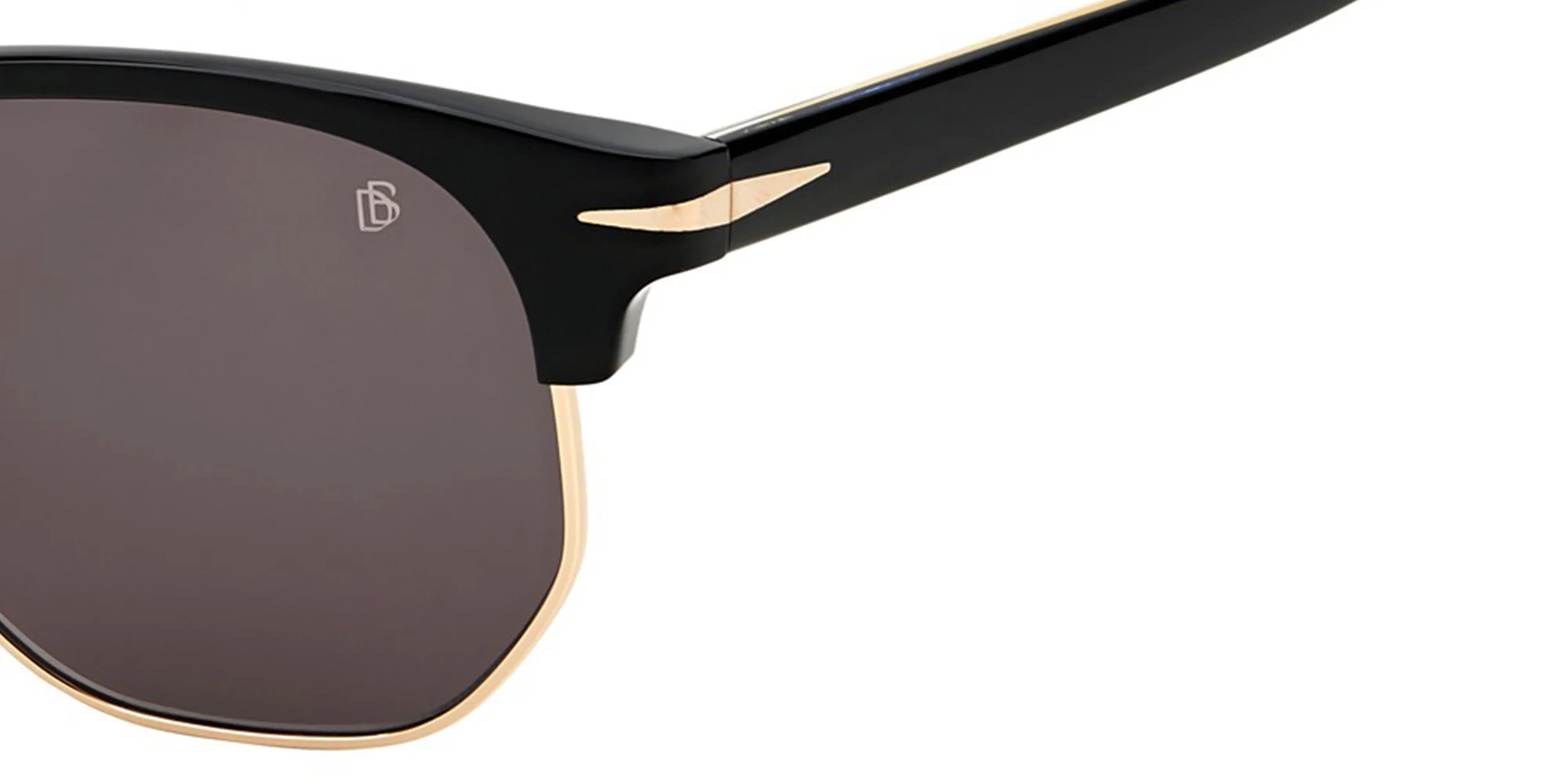 Shop DAVID BECKHAM Square Sunglasses in Black Gold online.
