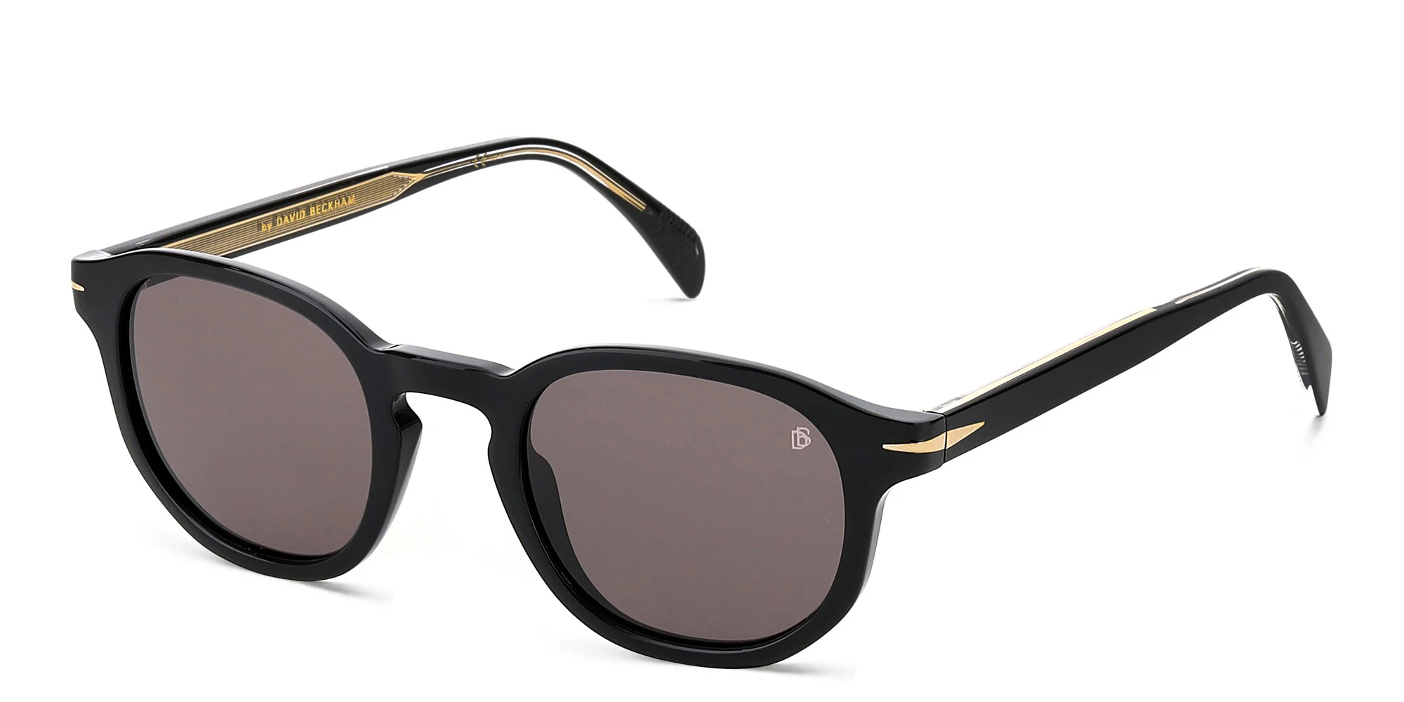 Shop DAVID BECKHAM Round Sunglasses in Black online.