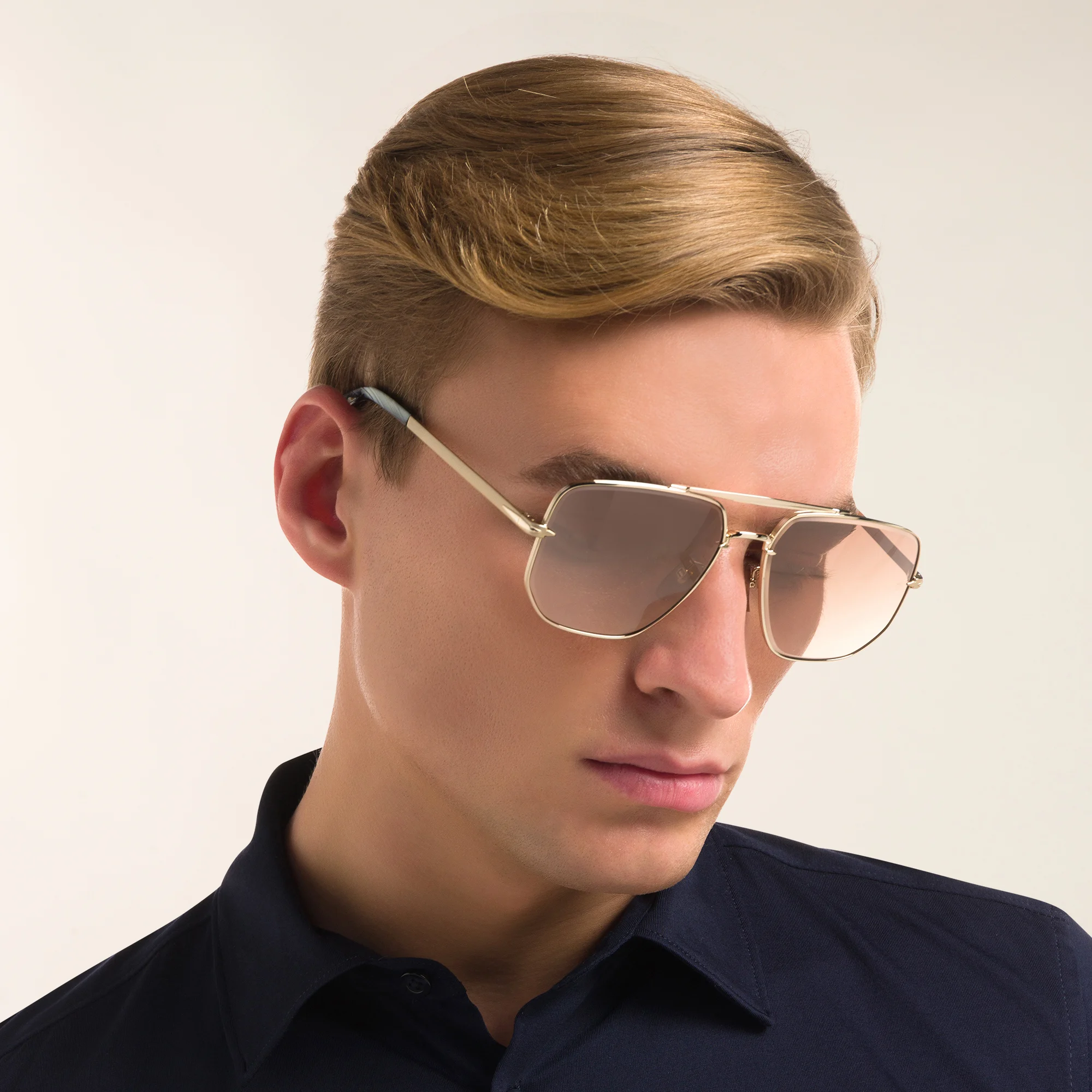 Shop DAVID BECKHAM Pilot Sunglasses in Gold online.