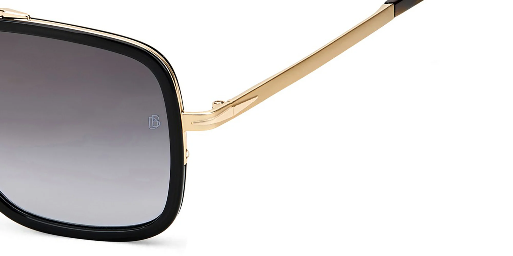 Shop DAVID BECKHAM Square Sunglasses in Gold Black online.