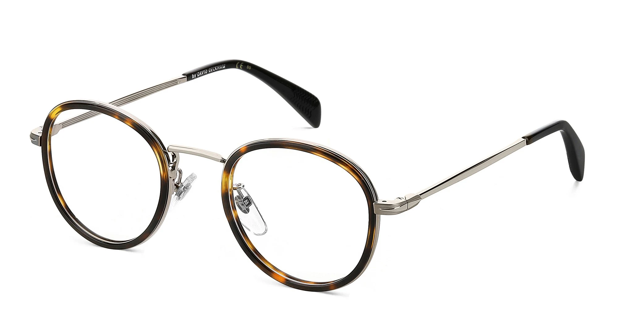 Shop DAVID BECKHAM Round Eyeglasses in Silver online.