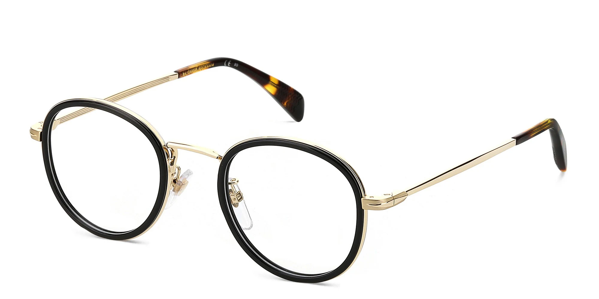 Shop DAVID BECKHAM Round Eyeglasses in Black online.
