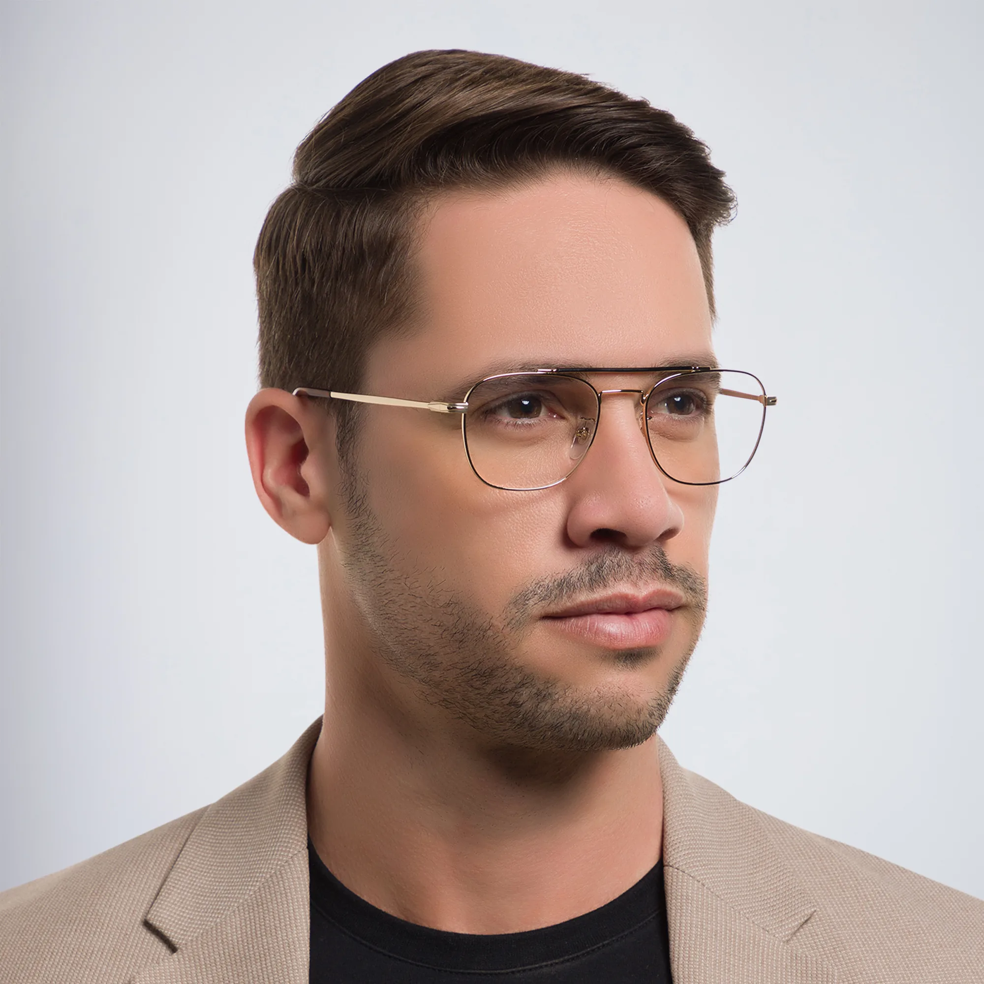 Shop DAVID BECKHAM Square Eyeglasses in Gold online.