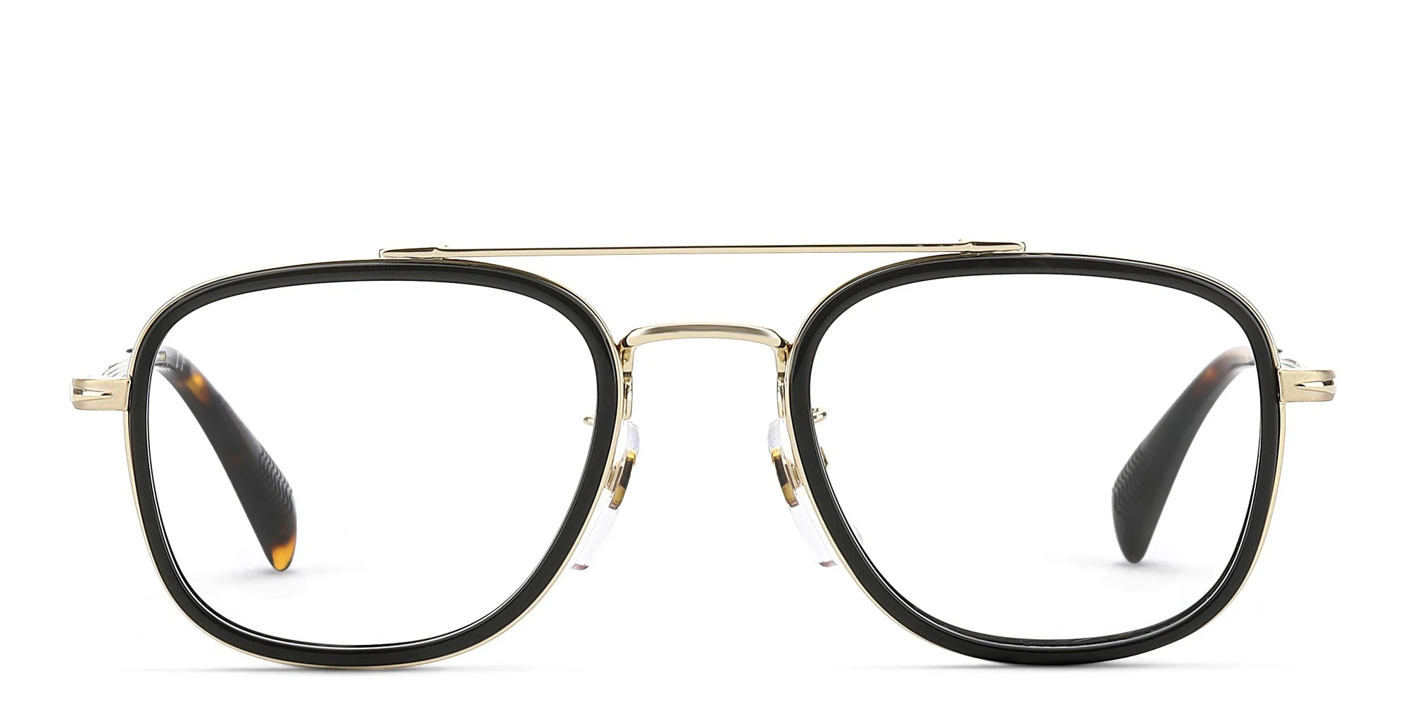 Shop DAVID BECKHAM Square Eyeglasses in Gold Black online.