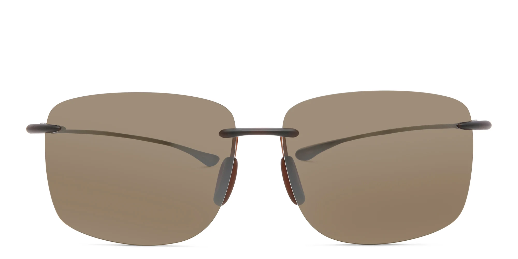 Shop Maui Jim Hema H443 Unisex Rimless Rectangle Sunglasses in Brown online.