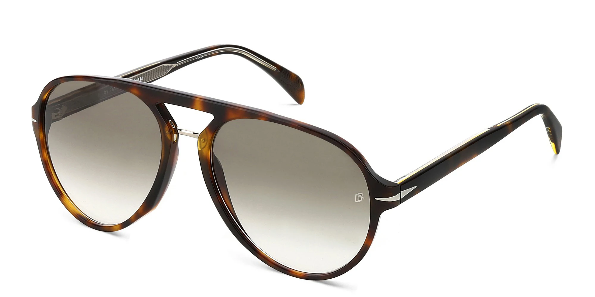 Shop DAVID BECKHAM Aviator Sunglasses in Havana online.