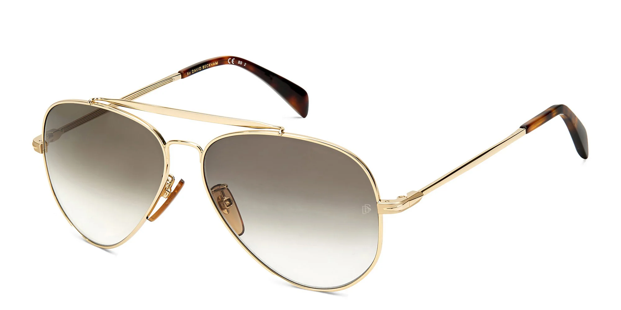 Shop DAVID BECKHAM Pilot Sunglasses in Gold online.