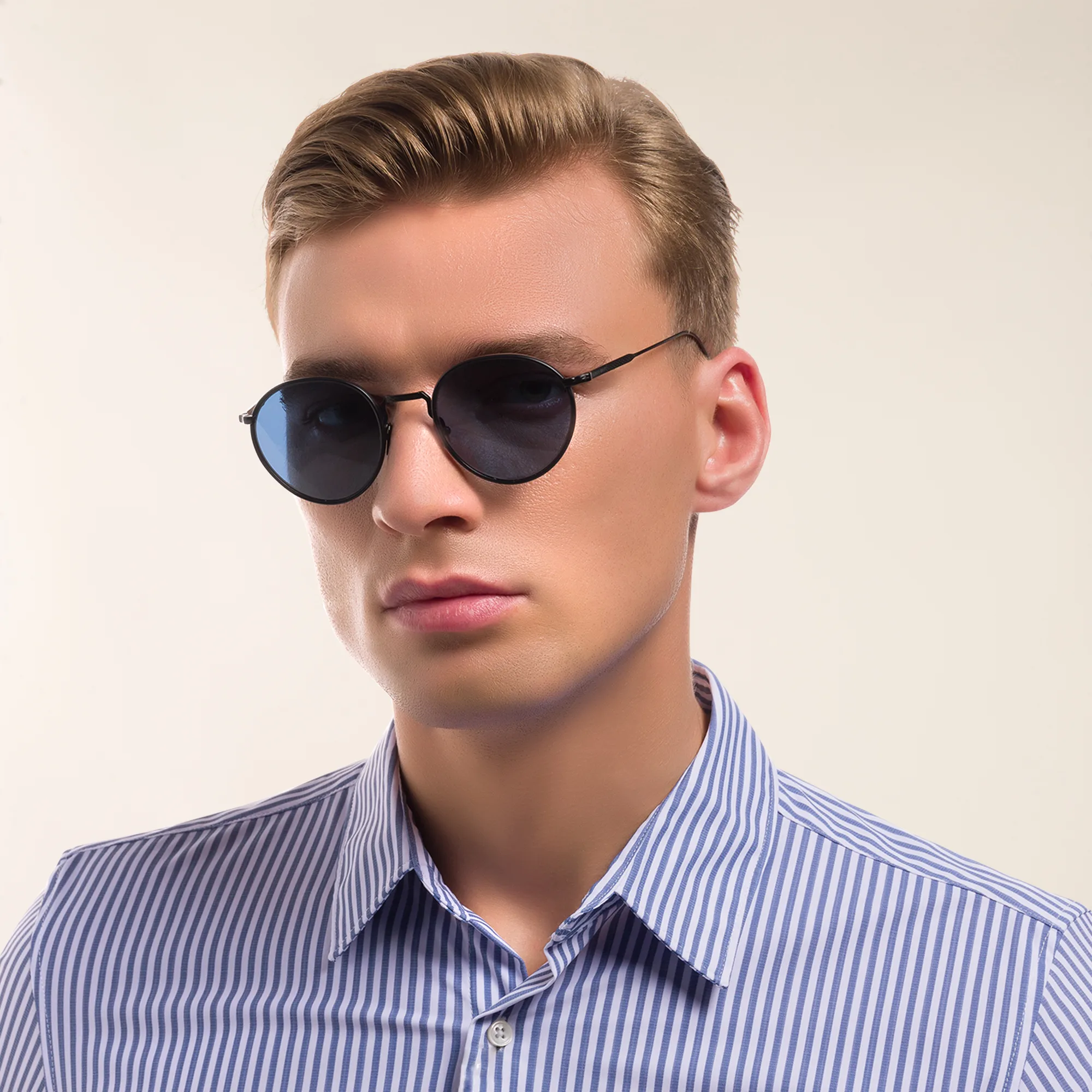 Shop GIORGIO ARMANI Round Sunglasses in Matte Black online.
