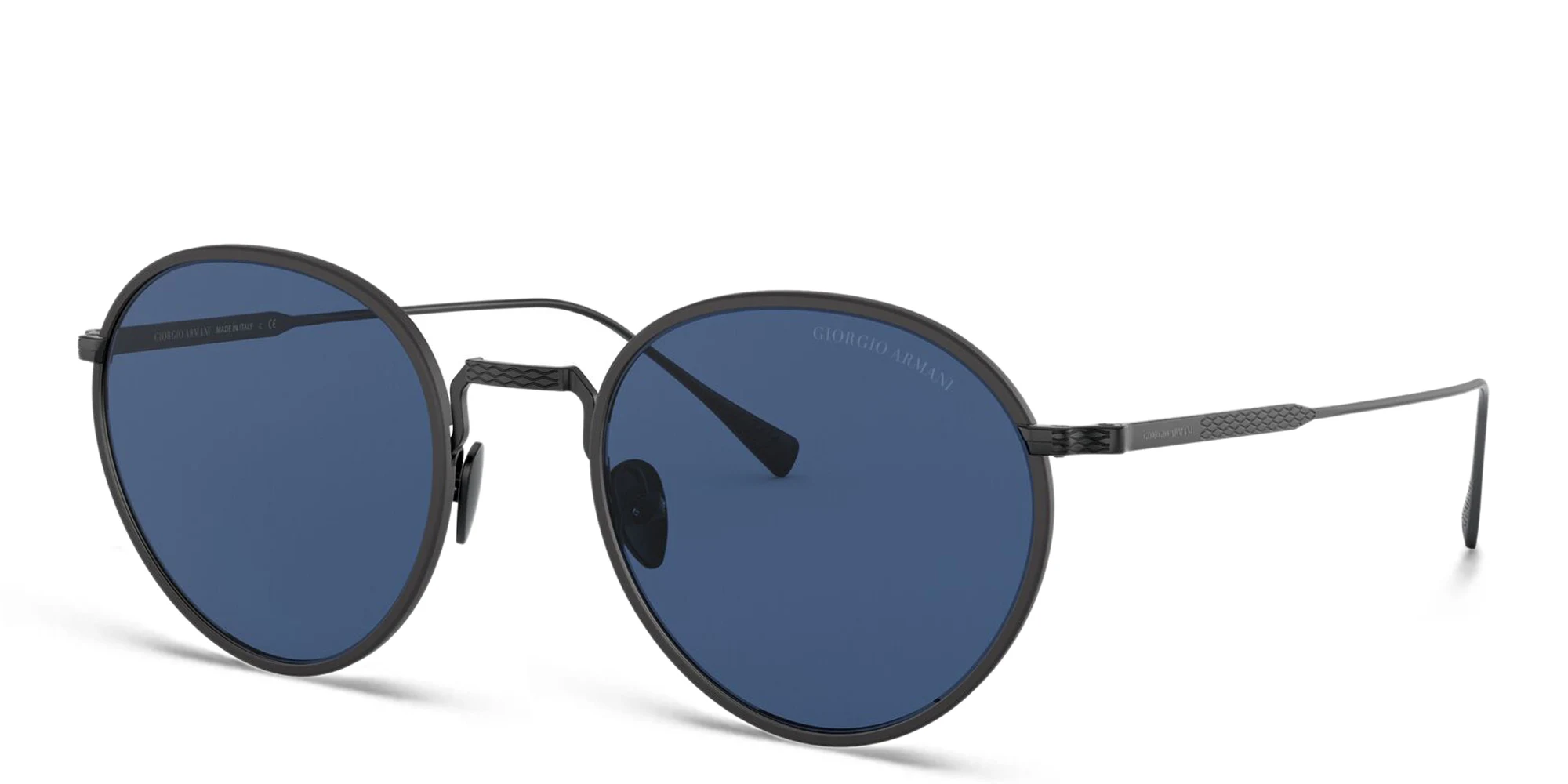 Shop GIORGIO ARMANI Round Sunglasses in Matte Black online.
