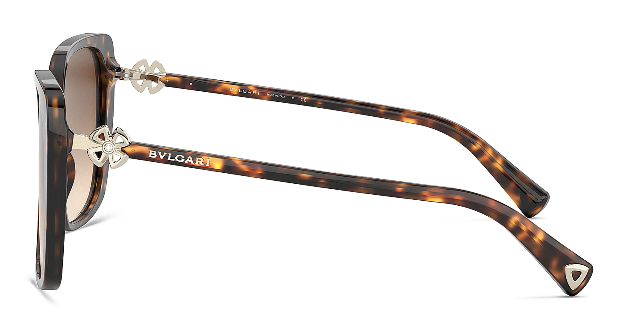 Shop BVLGARI Oversized Square Sunglasses in Dark Havana online.