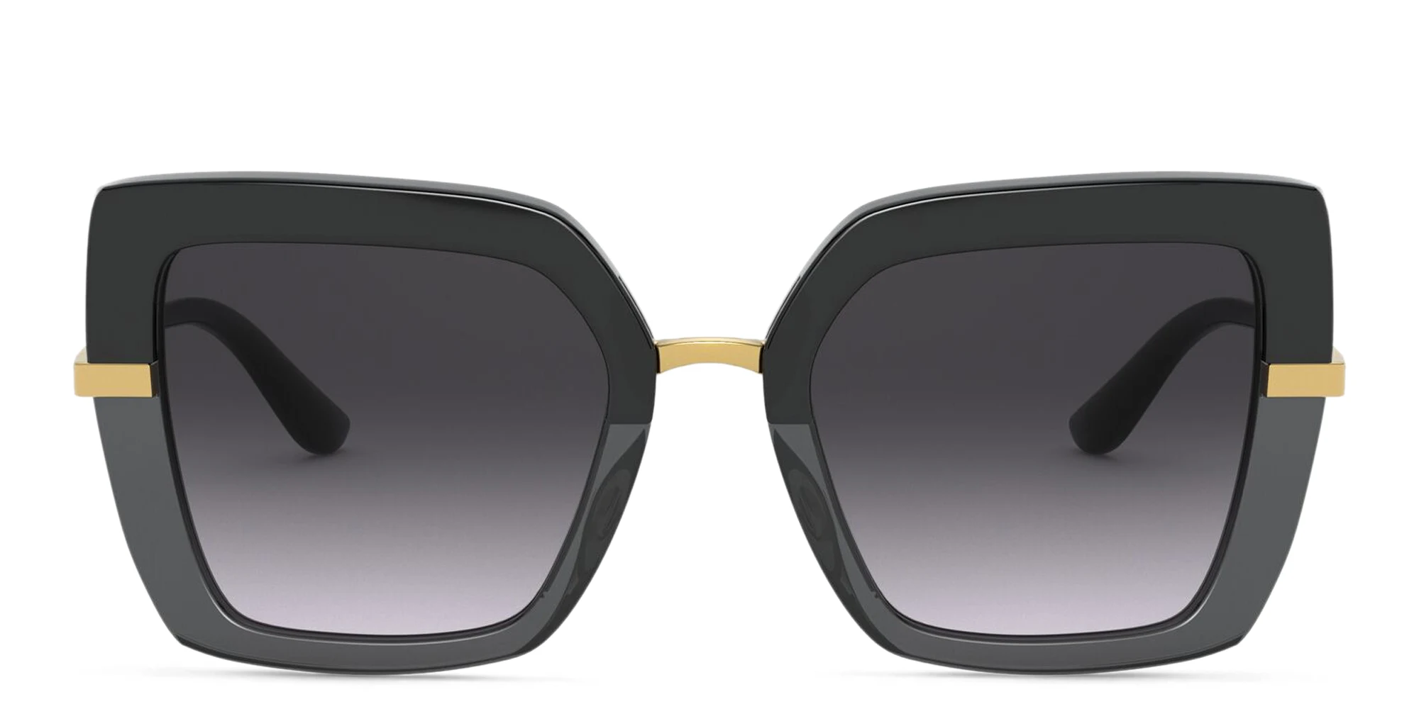 Shop Dolce & Gabbana Square Sunglasses in Black On Transparent Black online.