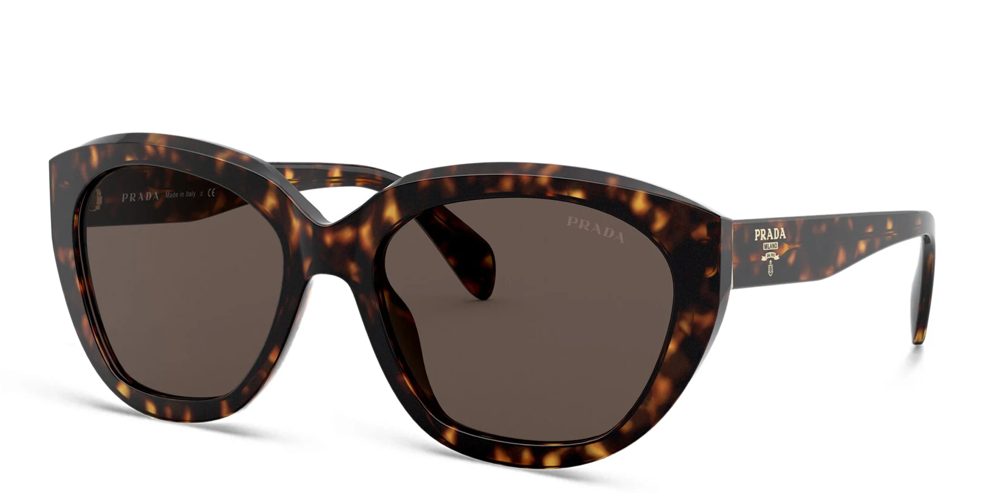Shop PRADA Irregular Sunglasses in Havana online.