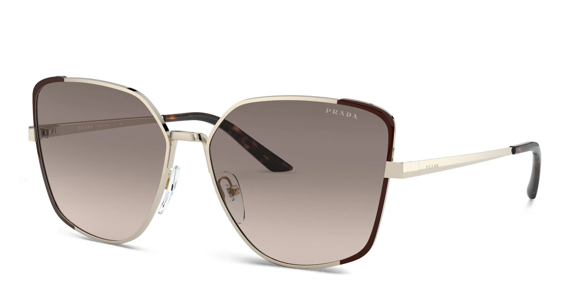 Shop PRADA Wide Irregular Sunglasses in Black online.