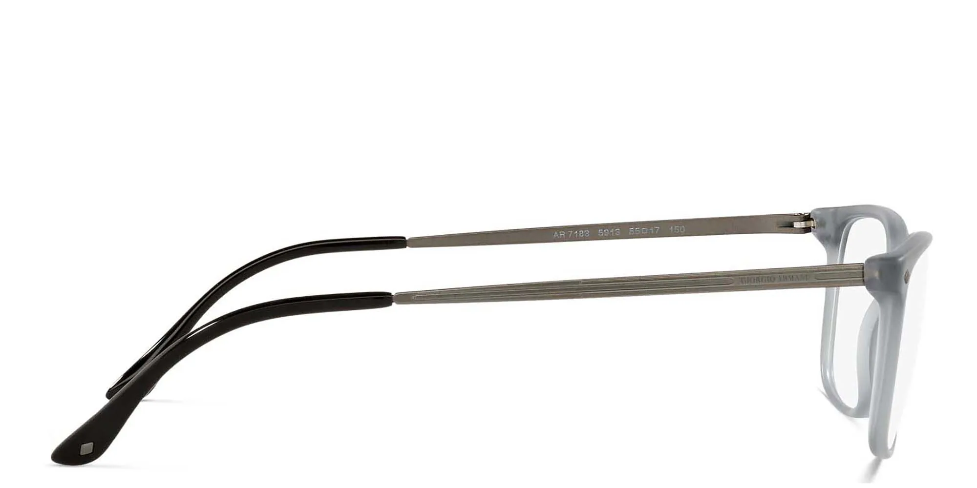 Shop GIORGIO ARMANI Wide Rectangle Eyeglasses in Transparent Grey online.