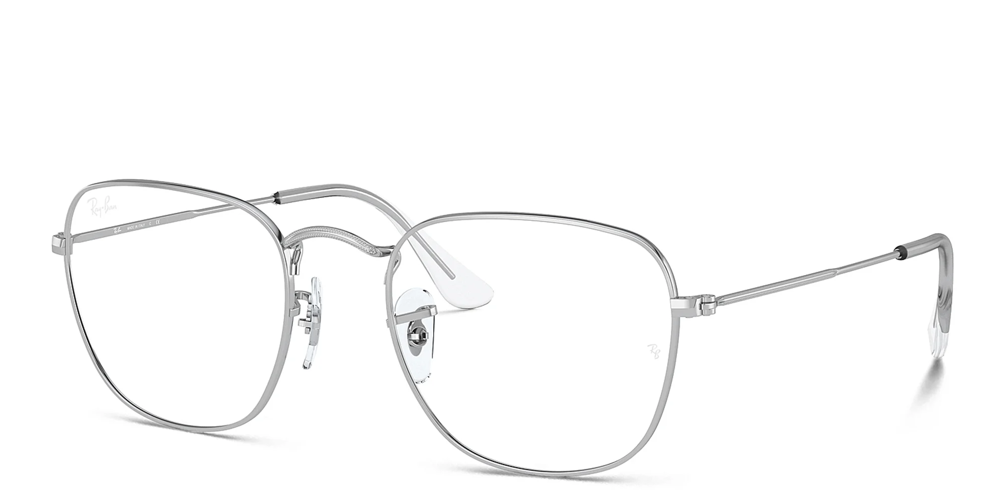 Shop Ray-Ban Frank Unisex Square Eyeglasses in Silver online.