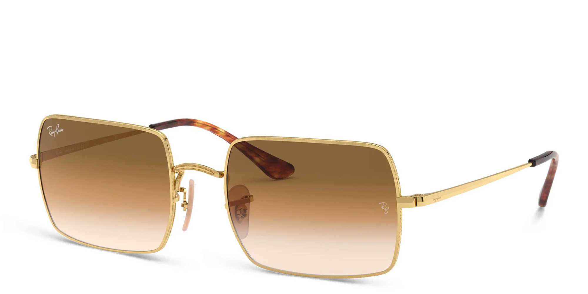 Shop Ray-Ban Unisex Rectangle Sunglasses in Gold online.
